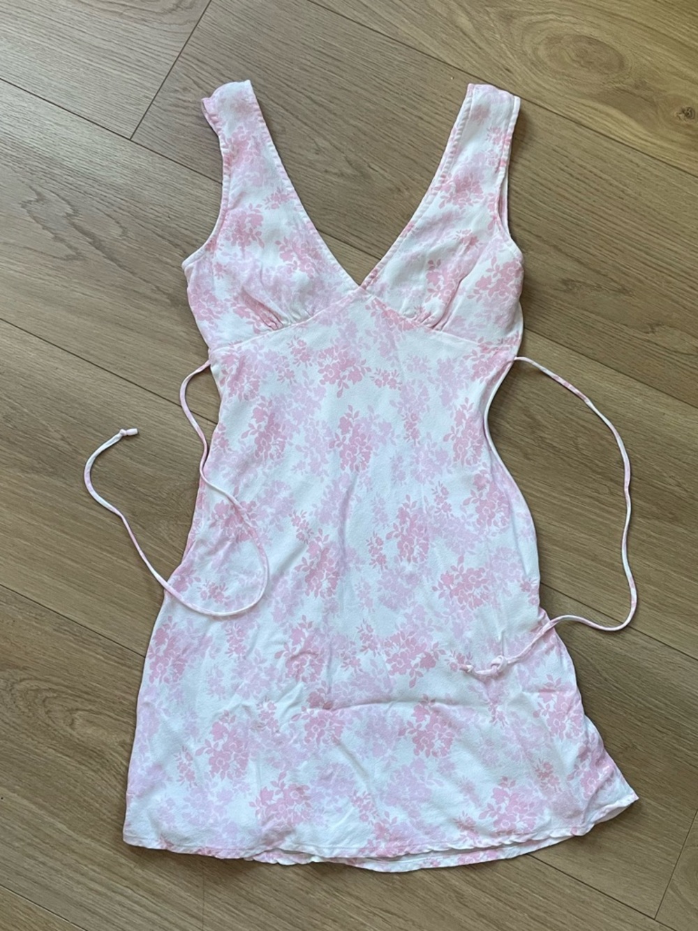 Cotton Candy LA Pink Floral Tie-Waist Mini Dress